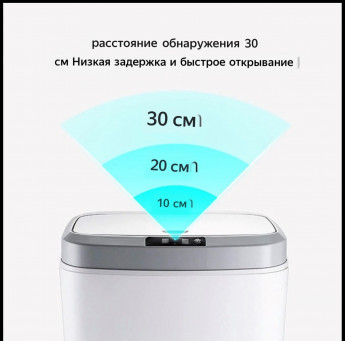 Мусорное ведро SuperMagnit, сенсорное, пластик, LED-подсветка, 16 л, Белое